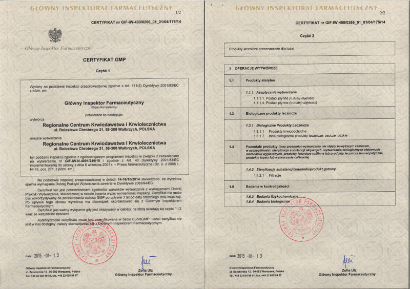 Certyfikat ISO GMP